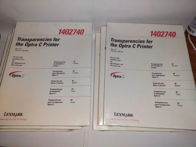 Lot 6 Lexmark Transparencies for Optra C Printer 8.5"x11" 50 Sheets NEW IN PKG