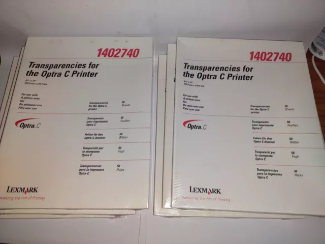 Lot 6 Lexmark Transparencies for Optra C Printer 8.5"x11" 50 Sheets NEW IN PKG