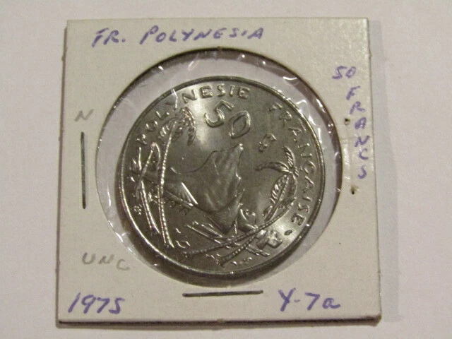 French Polynesia 1975 50 Francs unc Coin