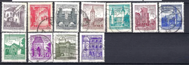 Österreich 1957 - Bauten - Lot gestempelt: Variante X - graues Papier