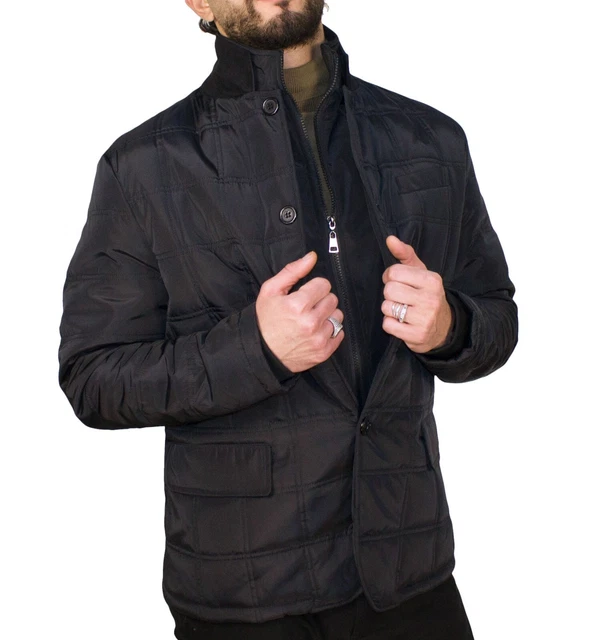 Giubbotto Invernale Uomo Giacca Slim Piumino Imbottito Trench Elegante Blu Nero 2