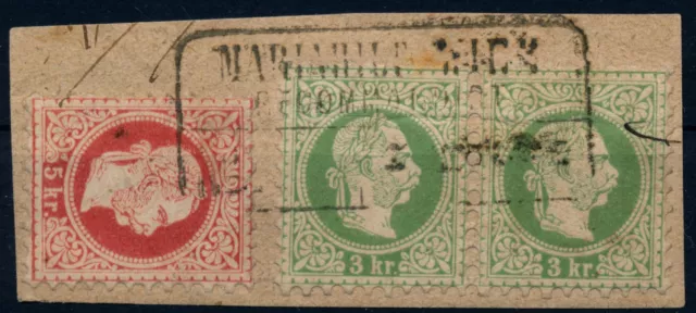 Österreich 1867 5+2*3kr PAAR! 2.GEW. ORTS-REKOBRIEF! MARIAHILF-WIEN/RECO