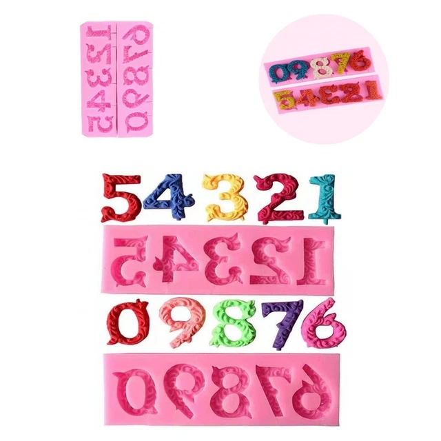 2 piezas / juego de moldes de pastel hechos a mano número seguro 0-9 moldes de silicona pastel