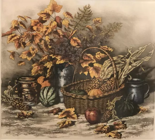 "Country Harvest" 8 1/2 x 9 1/4" 1983 Color Etching-Kathleen Cantin