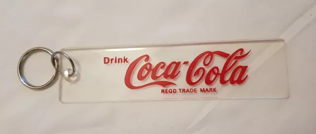 Vintage Drink Coca-Cola Coke Clear Plastic Keychain 1970s