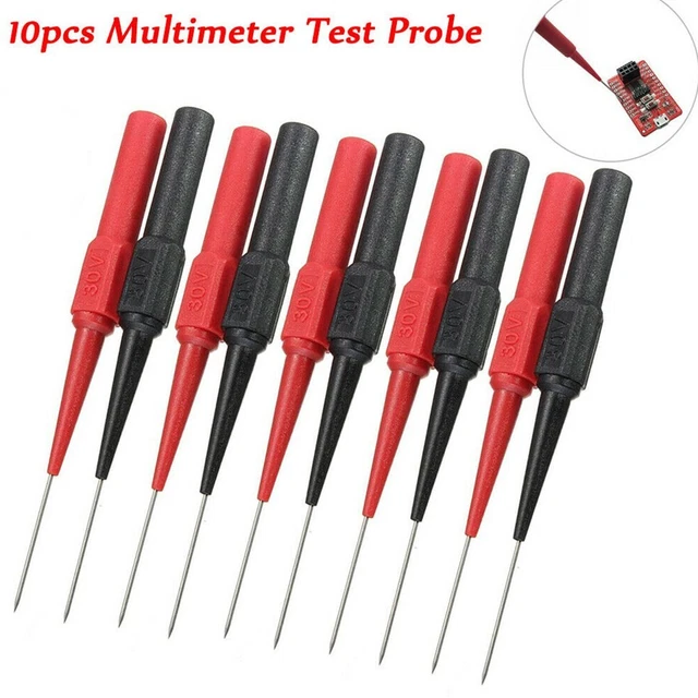 Set Di 5 Sonde Per Multimetro Con Aghi Appuntiti 0,7 Mm - Per Perforare Isolanti - Punte Di Ricambio - 3