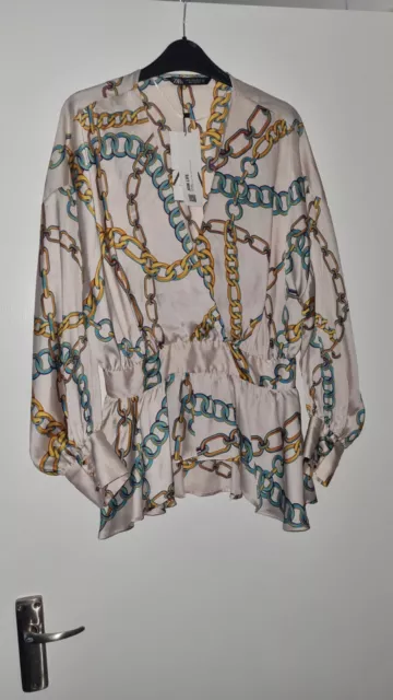 zara pink chain blouse