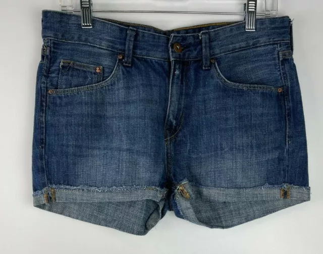 H&M Shorts Womens Size 6 Boyfriend Denim Blue Jean Cuffed Medium Wash 5 Pockets