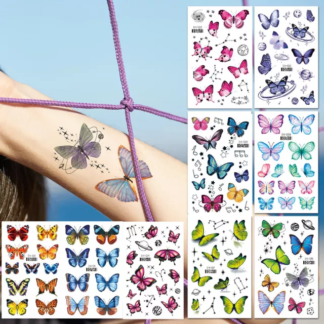 Tatuaje Temporal Pegatina Resistente Al Agua 3D Mariposa Flor Cuerpo Arte Su <