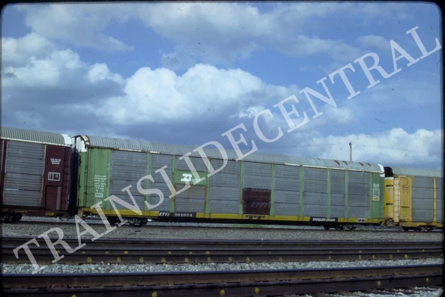 Original train slide BN Burlington Northern autorack 801934, 1984