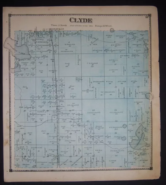 1873 original Plat Atlas page CLYDE TOWNSHIP, Michigan