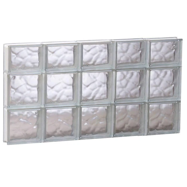 Clearly Secure Glass Block Window 38.75" x 21.25" Non-Vented Wave Pattern White