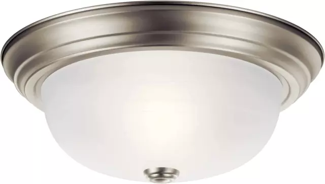 Kichler 13.25" Flush Mount Ceiling Light in Brushed Nickel, 2-Light Fixture with