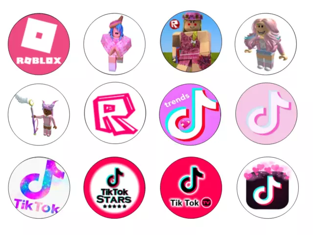 12 x💗 GIRL'S PARTY  ROBLOX TIK💗 edible Cake cupcake toppers A4 Icing  Wafer
