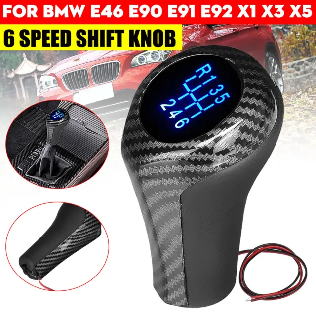 6 Speed Shifter Knob Gear Shift Level Knob For BMW E46 E90 E91 E92 W/LED Light