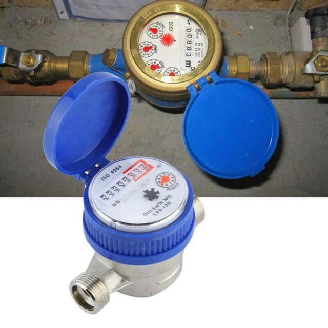 15mm 1/2 Copper Cold Water Gauge 1.5m3/h 0-40℃ for Home  Garden