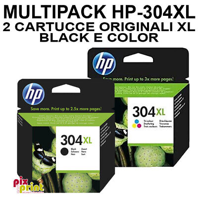 HP 304XL ORIGINALE PROMO MULTIPACK 1 nero XL + 1 colore XL Deskjet 2130 2630