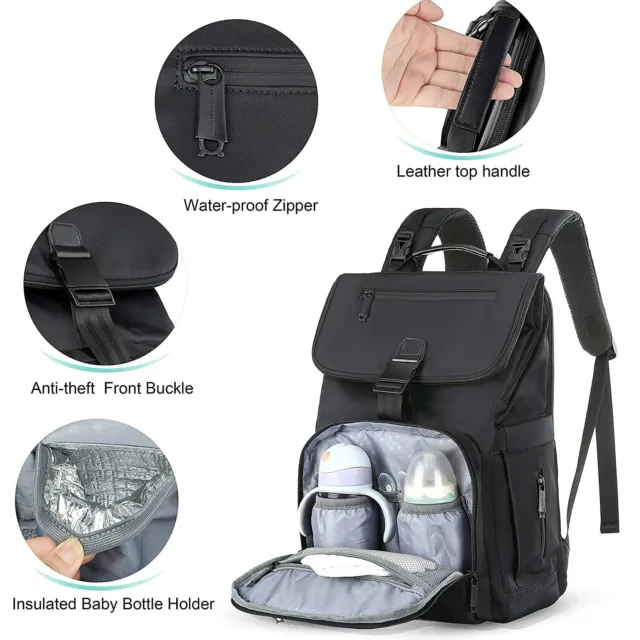 Diaper Bag Backpack, Multifunction Waterproof Travel Baby Nappy Changing Bag 2