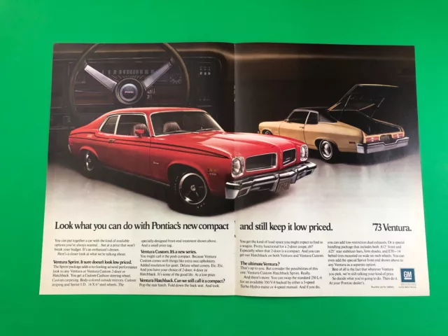 1973 Pontiac Ventura Vintage Original Print Ad Advertisement 2 Page