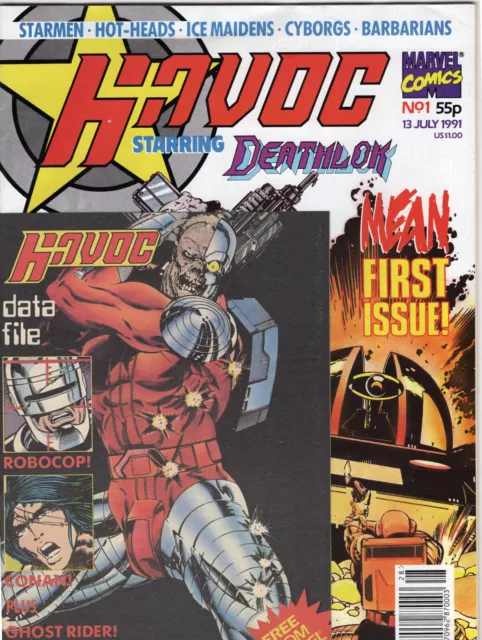 Havoc 1 (1991): Deathlok - UK Marvel - Free Gift Datafile - Free/Low Shipping