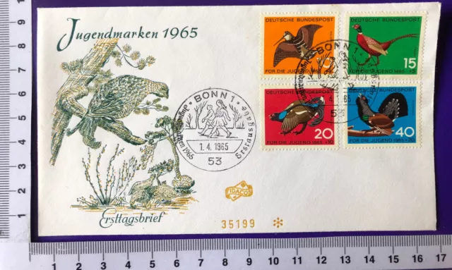 Bund Ersttagsbrief Erstausgabe Jugendmarken Mi Nr 464-467 Bonn 1.4.1965