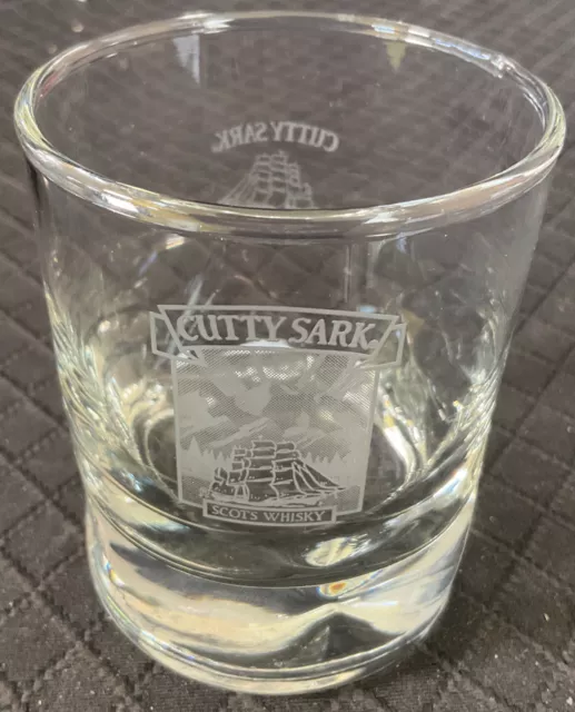Cutty Sark Scots Scots Whiskey Old Fashioned Lowball Dimpled Base Glass 3 1/2"
