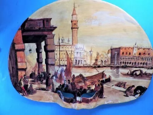 LARGE handpainted VENETIAN MASK Venice LANDSCAPE PAINTING (MINT)