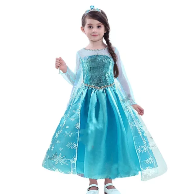 Frozen Inspired Elsa Style Dress Girls Princess Costume - size 6-7 yr