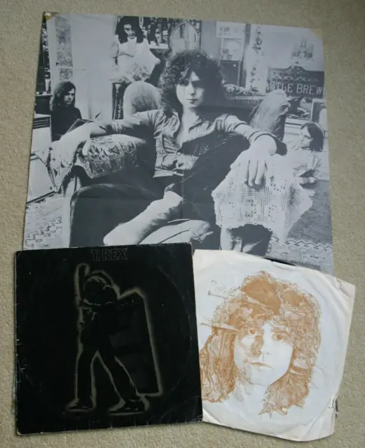 Original T. Rex Marc Bolan poster from Electric Warrior LP 1971 + original LP