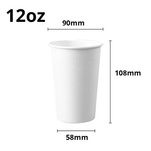 10oz 12oz Coffee Cups Disposable Single Wall White with Lids Paper Drinks Tea