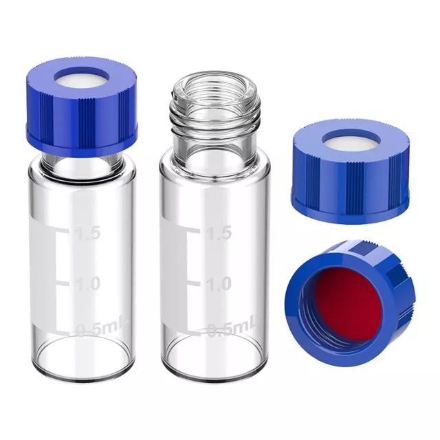 2ml Autosampler Vial,9-425 HPLC Vial w/Writing Area Graduation 9mm Screw Cap*100
