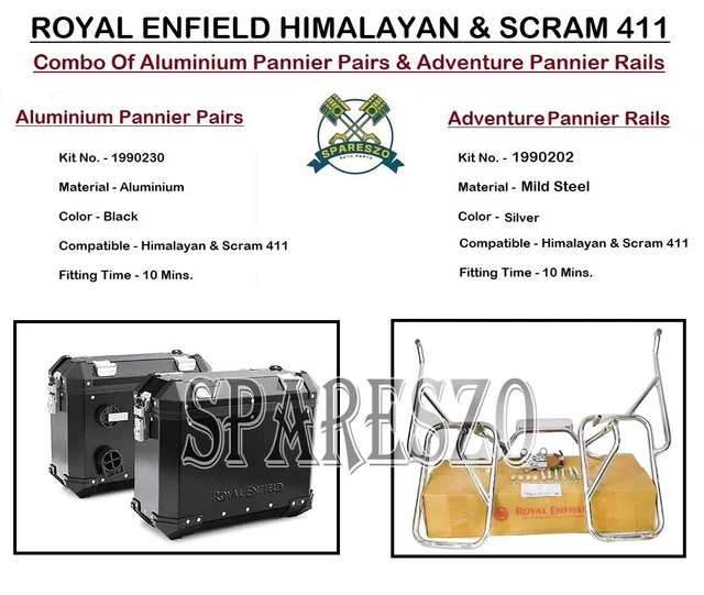 Genuine Royal Enfield Himalayan Pannier Rails (Black, Powder Coated) W/ Trafficator Wiring + Free Filter
