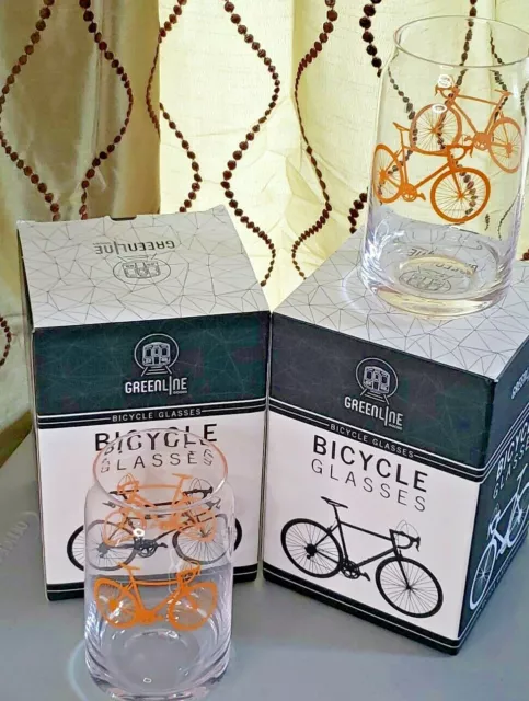 Greenline Goods - Bicycle Beer Flight Glasses (Set Of 2) 16 oz Drinkware Orange