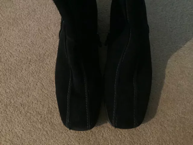 Ecco Suede Leather Wool Lined Zipped Black Boots Size 6.5 /40