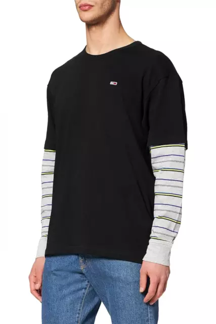 Tommy Jeans 2 in 1 Tee Camiseta de Manga Larga para Hombre S