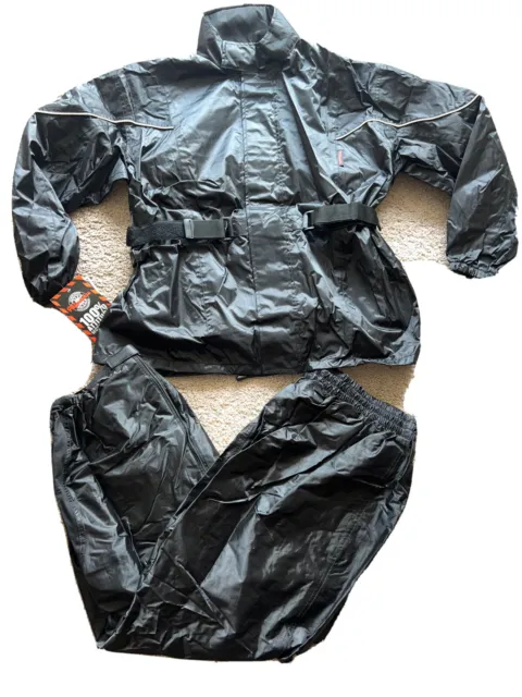 Milwaukee Leather MRS001XL  Men's Black Water-Resistant Rain Suit w/Hi Vis. XL