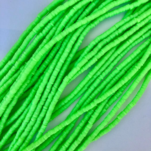 Polymer Clay Discs Beads Bright Neon Green 1x6mm 16" Strand