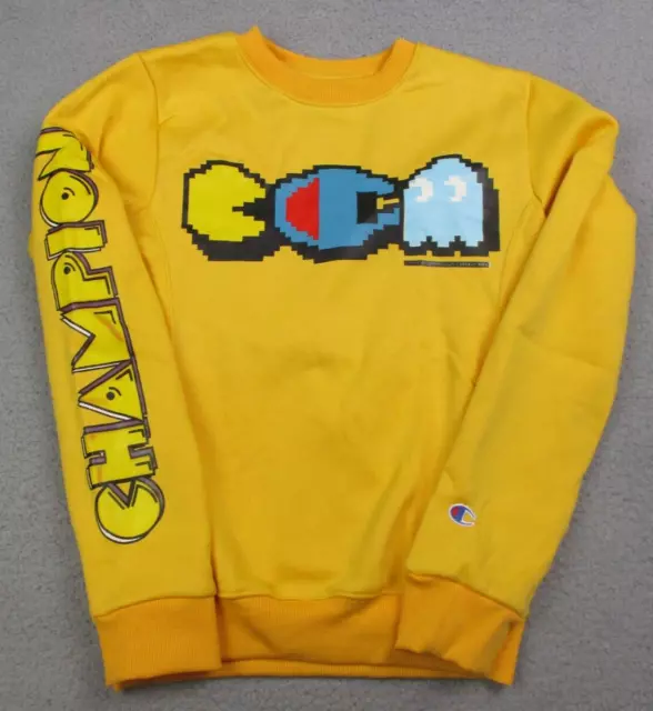 Champion Pac Man Sweatshirt Adult Medium Reverse Weave PacMan Video Game Yellow