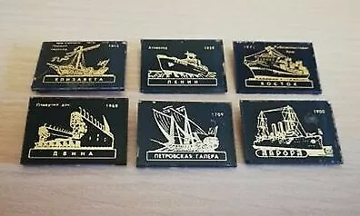 Set 6 Vintage Badges Pins USSR Soviet Different and Ships Original