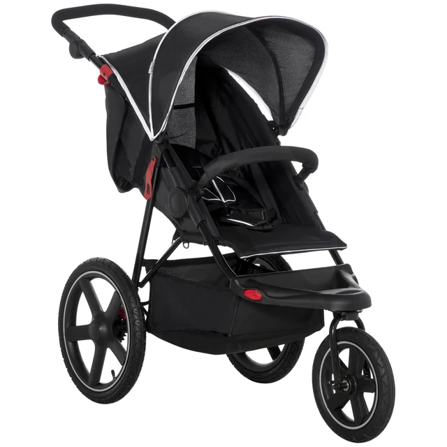 Three Wheeler Pushchair, Lightweight Foldable Running Baby Stroller with Fully R