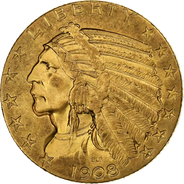 [#1211797] United States, $5, Half Eagle, Indian Head, 1908, Philadelphia, Gold,