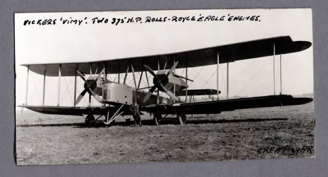 Vickers Vimy Ww1 Bomber Vintage Photo Raf Royal Air Force 1