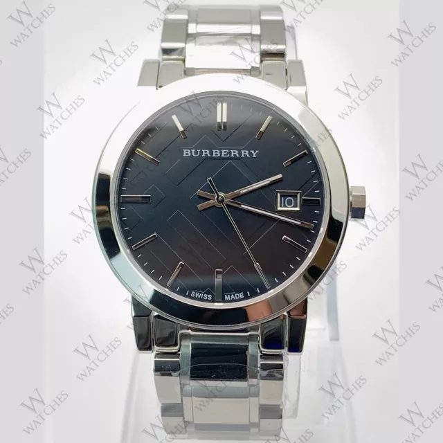 Burberry BU9001 Large Check Black Dial Stainless Steel Casual Unisex Watch