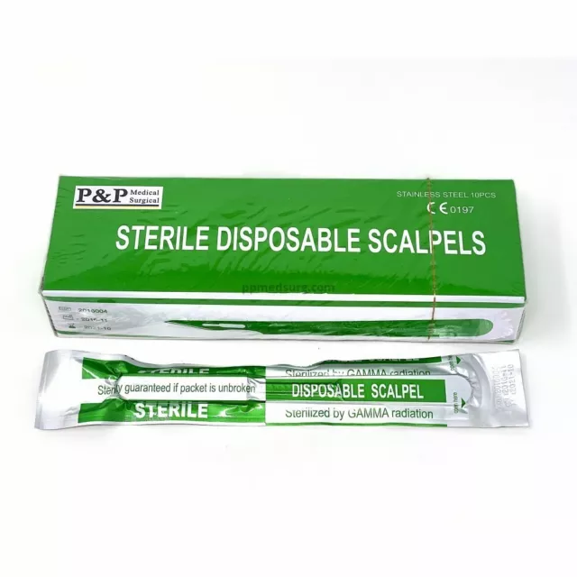 Disposable Scalpels Sterile Size 16 Plastic Handle & Metric Line Box of 100