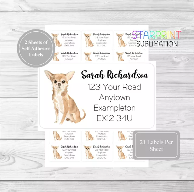 Chihuahua (Smooth Coat) 42 Personalised Address Labels, Custom Return Stickers