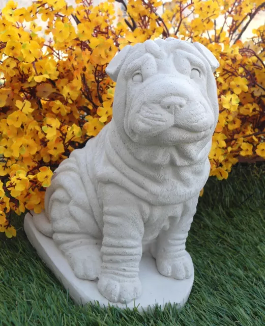 Concrete State Sharpei dog figurine garden decor, pet loss memorial grave marker