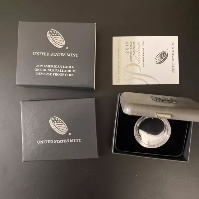 2019 American Eagle Palladium Reverse Proof  Box and OGP - NO COIN