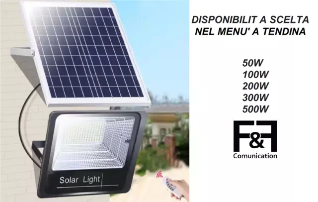 FARETTO LED ESTERNO CON PANNELLO SOLARE da 100 a 800w FARO FARETTI CREPUSCOLARE