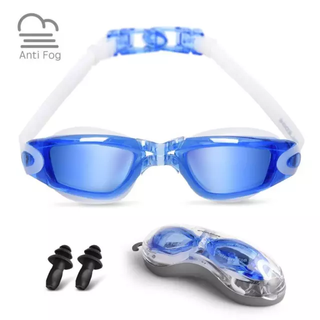 Lunettes de natation pour adultes, sans fuite protection UV étui lunettes de natation