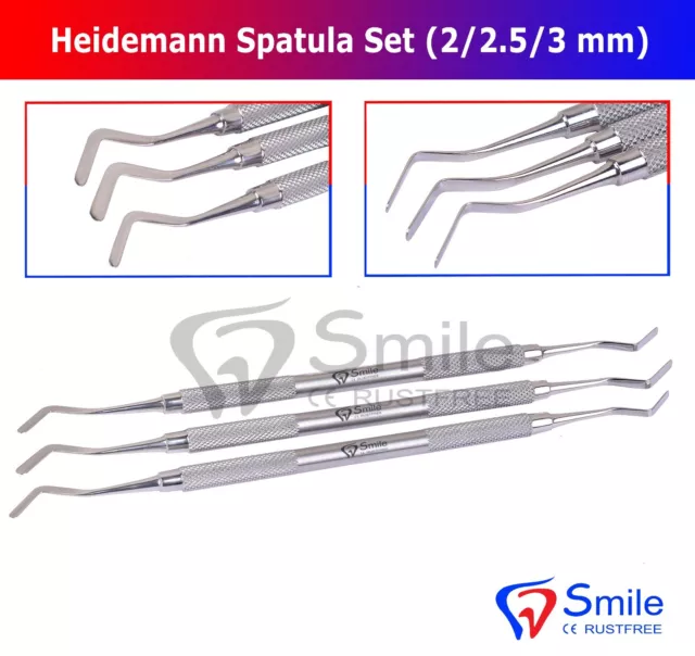 Heidemann Spatule Set 3 (2.0mm, 2.5mm, 3mm) Composite Remplissage Instruments Ce